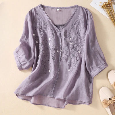 EMBROIDERY STYLISH NECK TOP