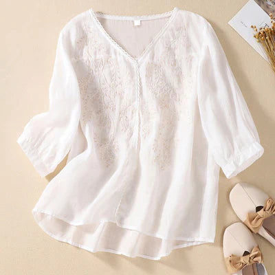 EMBROIDERY STYLISH NECK TOP