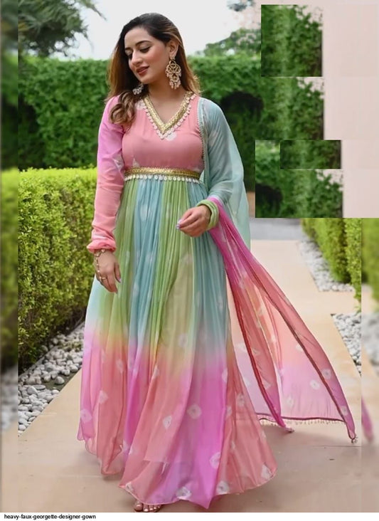 ZestLeaf Bandhej Reincarnation Of Your Look - Georgette Anarkali Suit Set